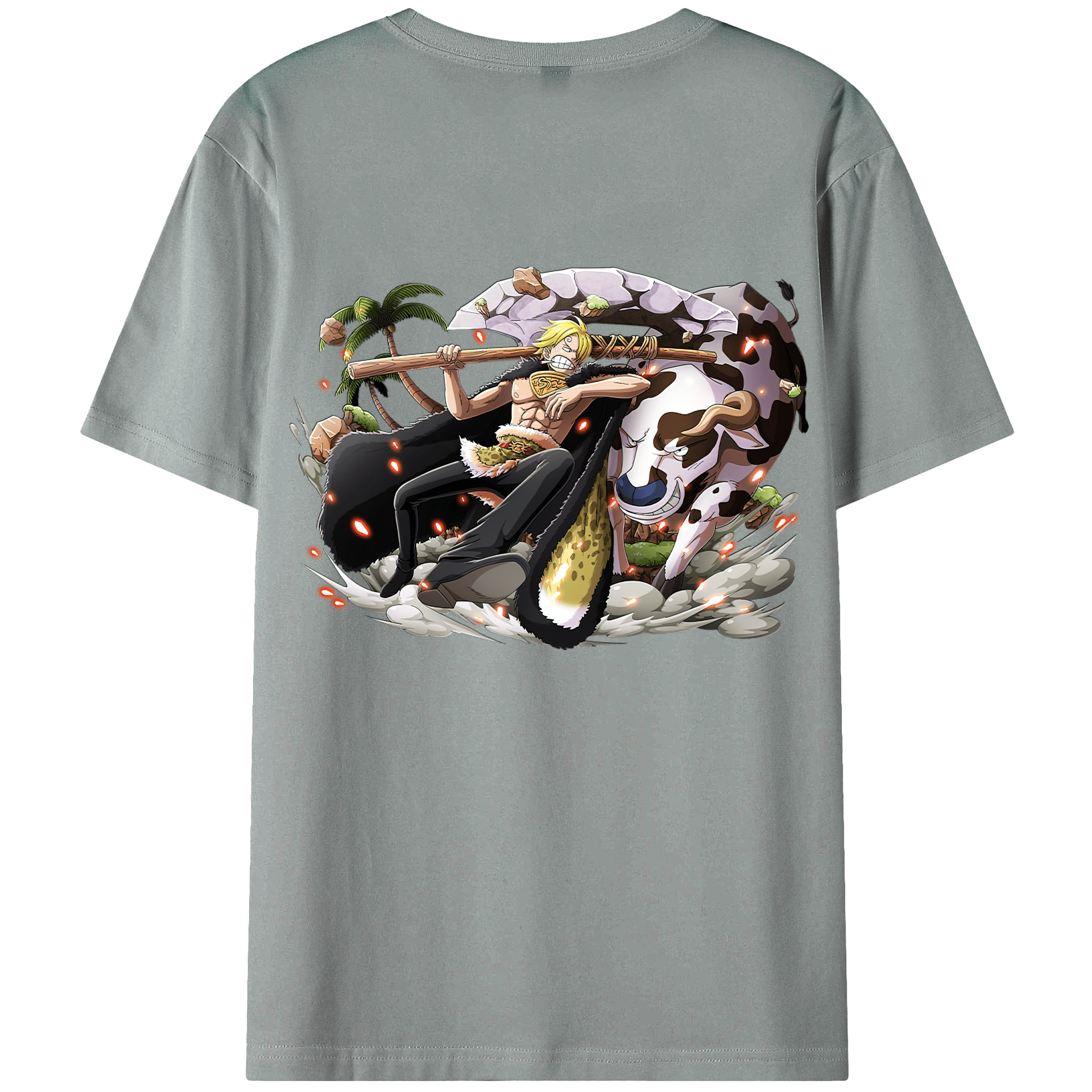 （画像用） ワンピース サンジ ONE PIECE Sanji 綿100％ メンズ半袖Tシャツ（バックプリント） 通気性